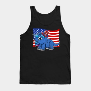 4th July Triceratops American Flag Dinosaur Tank Top